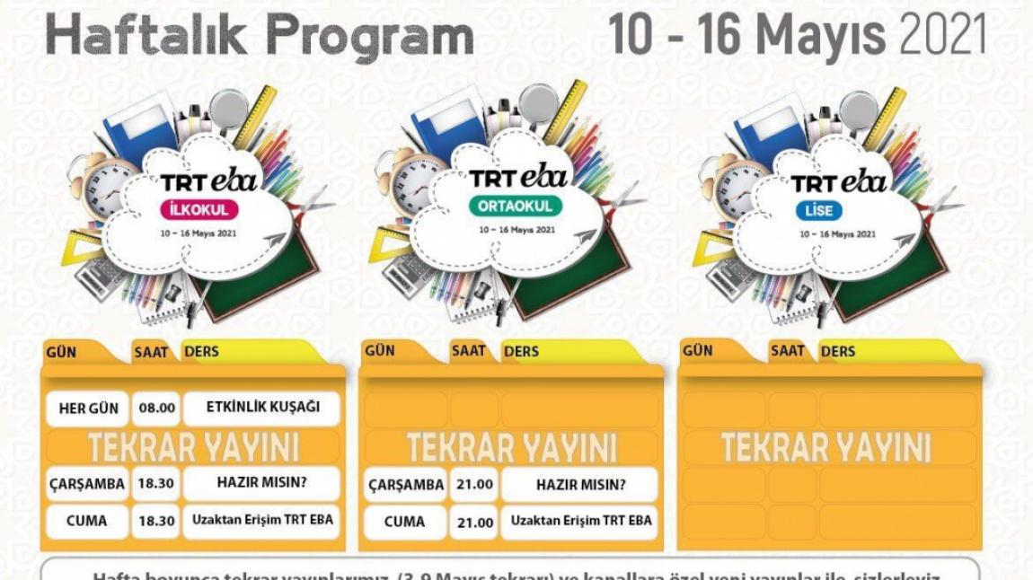 TRT EBA TV 10-16 MAYIS PROGRAM AKIŞI
